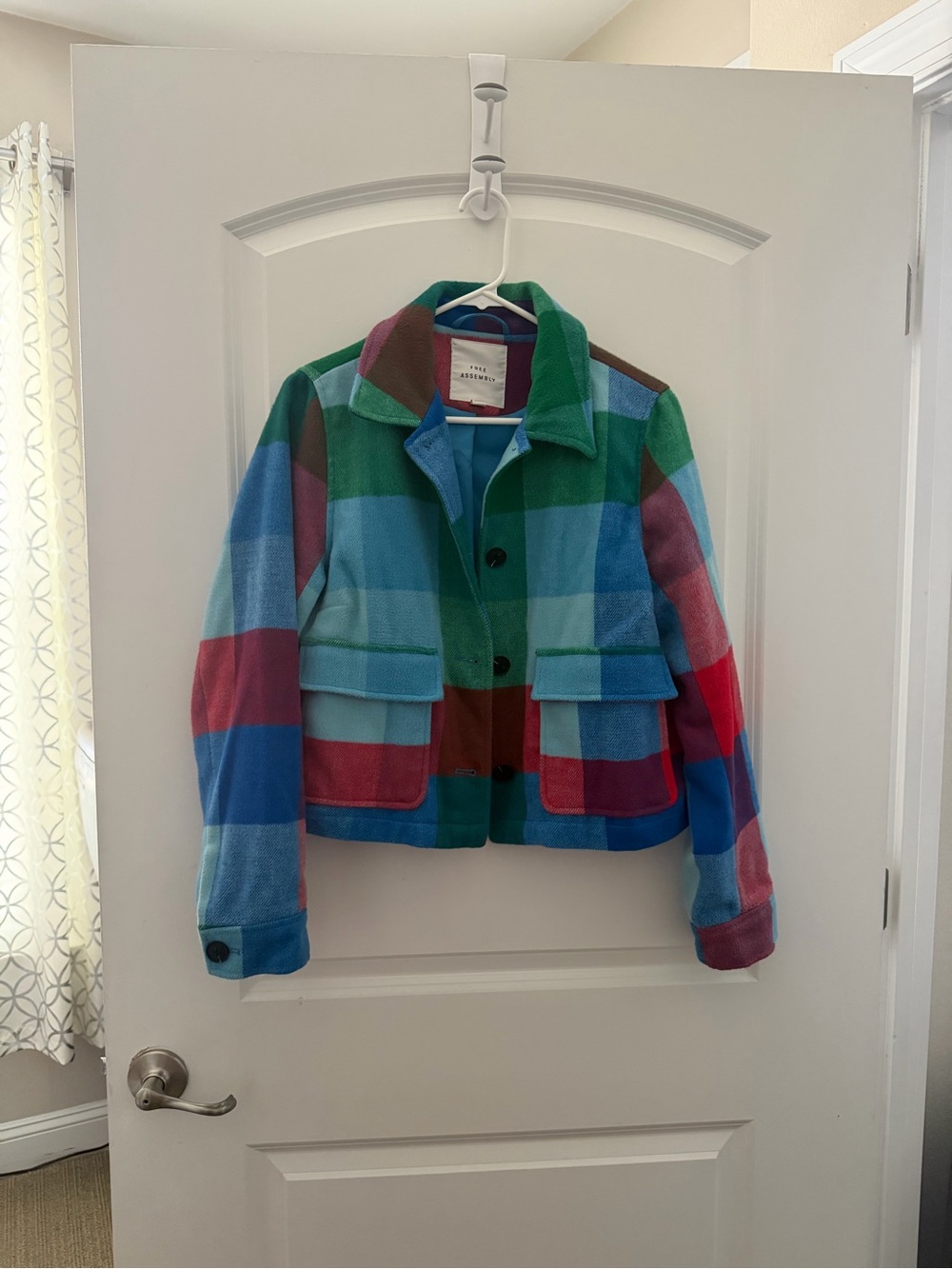 Multicolor Plaid Women’s Jacket - Bright Check Pattern